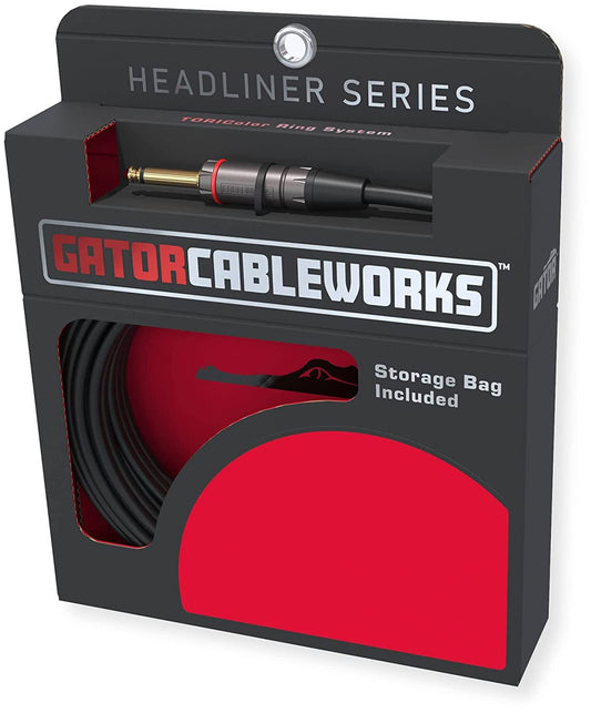 Gator Headliner 30’ Straight to Right Angle Quiet Instrument Cable