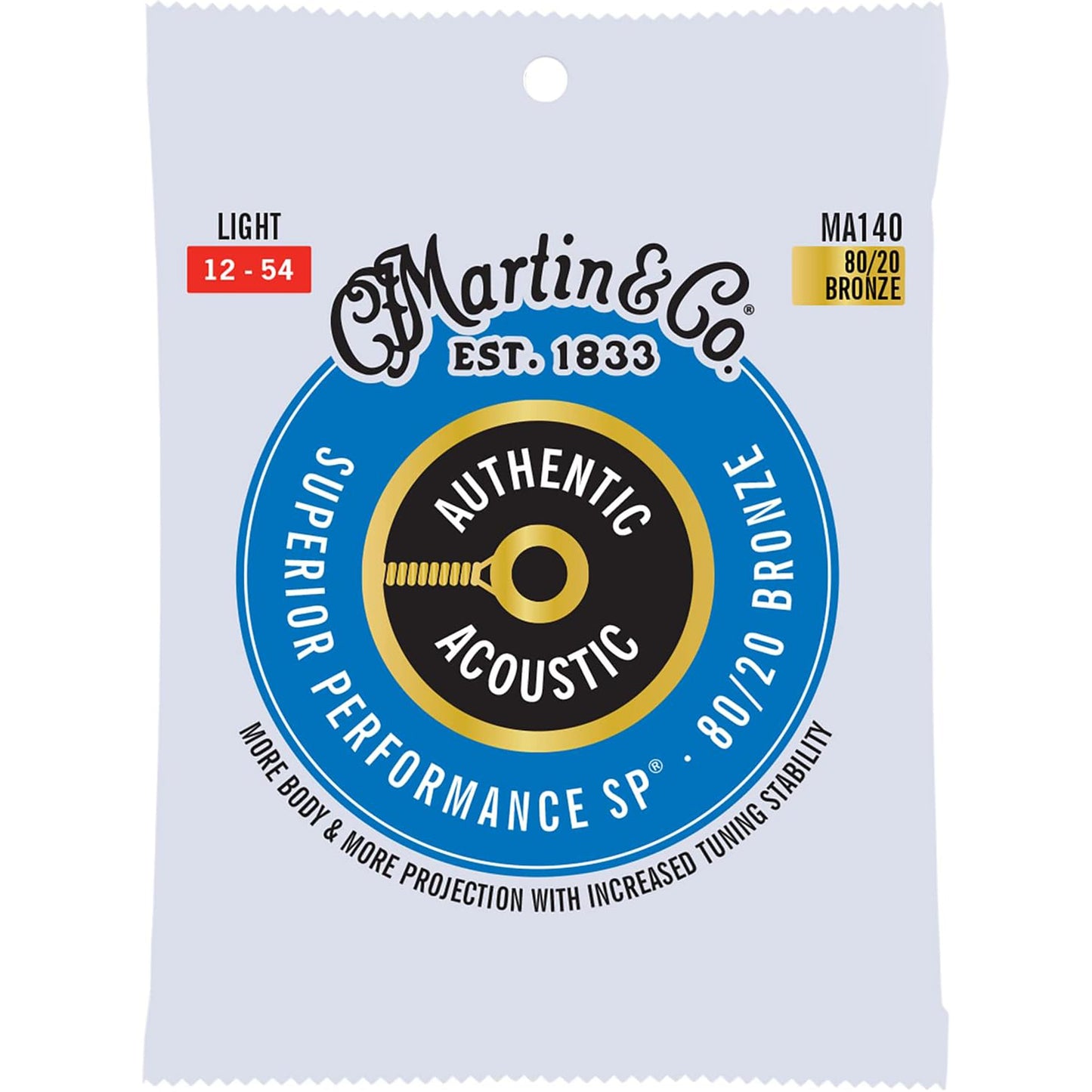 Martin MA140 Authentic Acoustic SP® Strings, 80/20 Bronze, Light