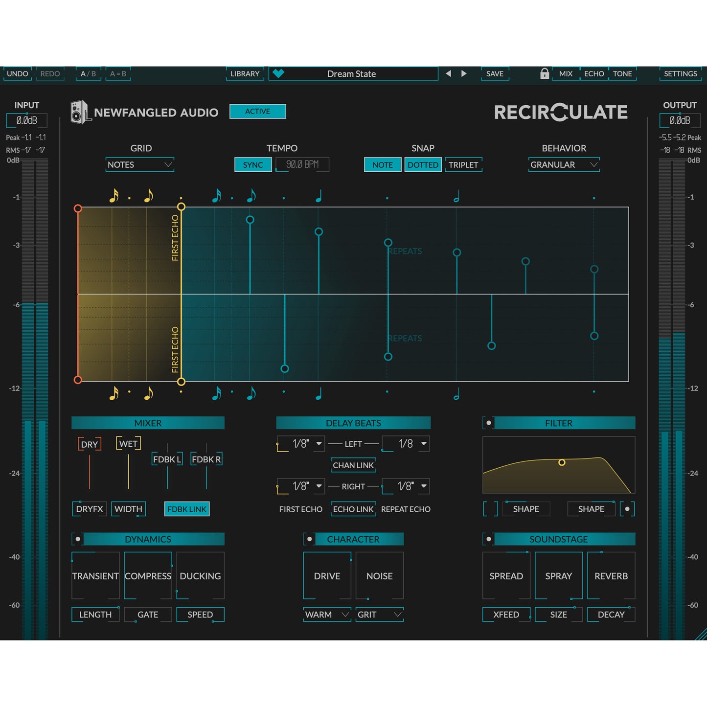 Newfangled Audio Recirculate Polyrhythmic Feedback Delay Plugin