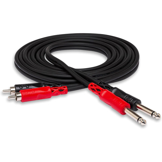 Hosa Stereo Interconnect Dual 1/4"" TS to Dual RCA - (19.75 Feet) (Black)