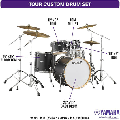 Yamaha Tour Custom Maple 4pc Standard Shell Pack - Licorice Satin