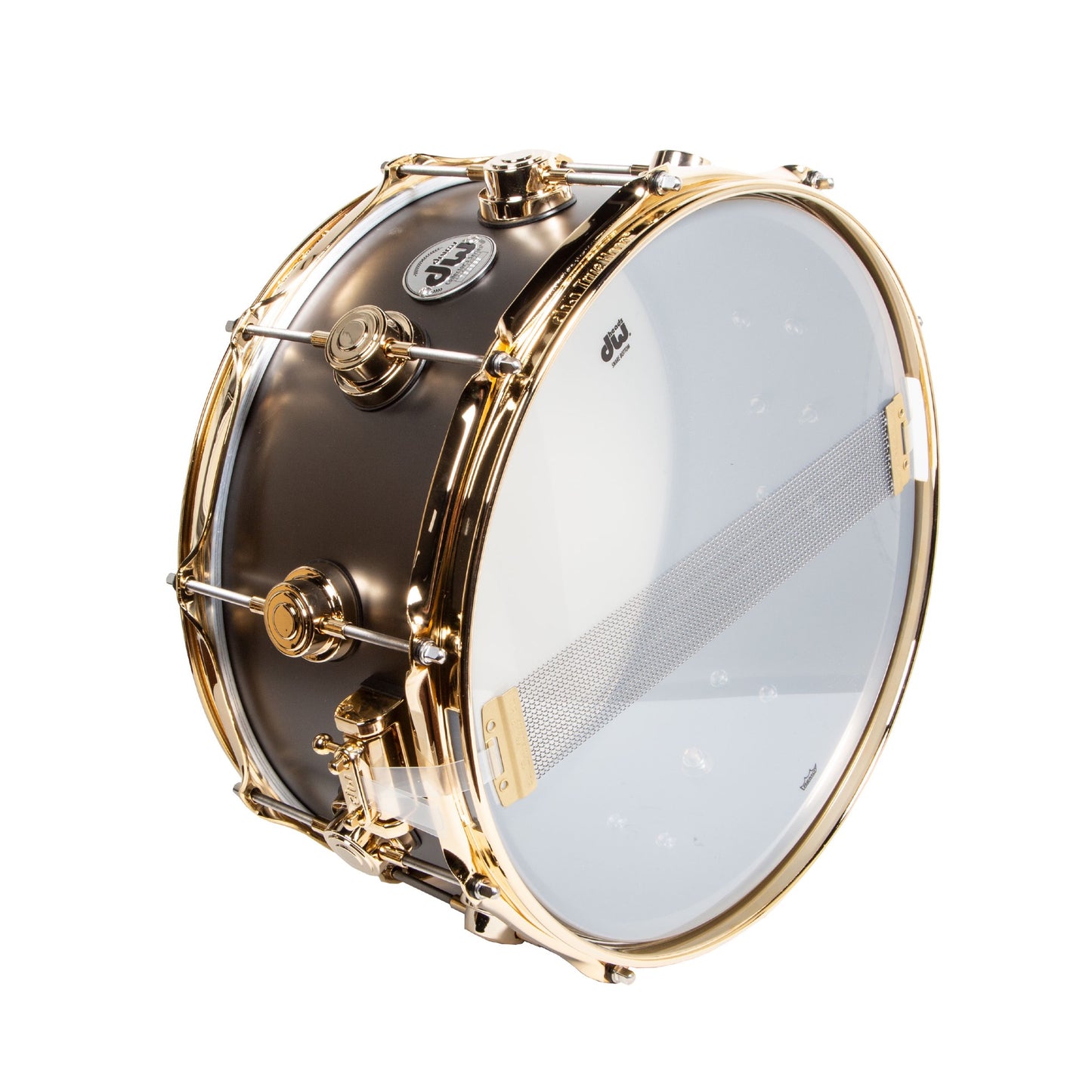 Drum Workshop Satin Black Nickel Over Brass 6.5x14 Snare with Gold Hardware