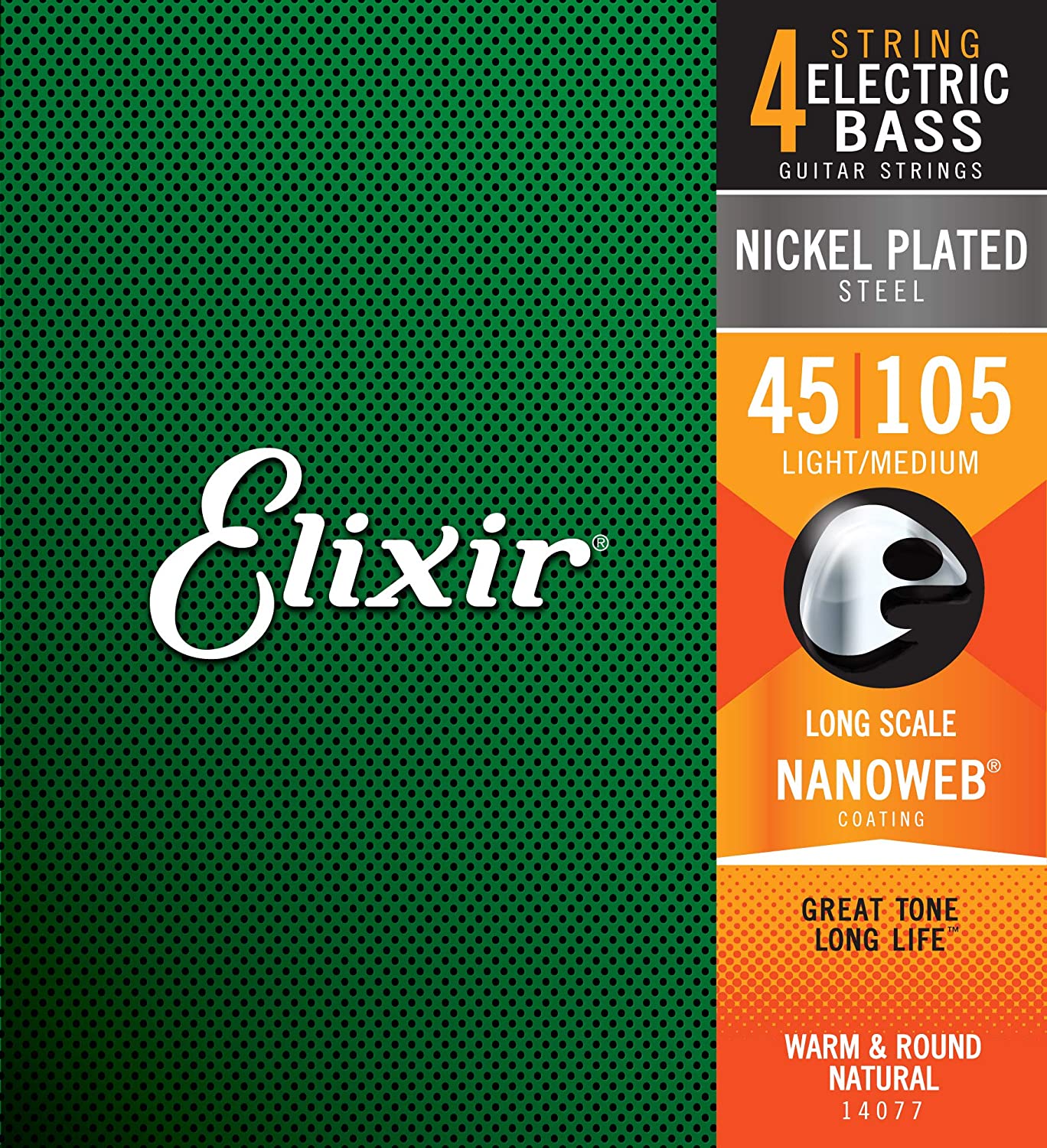 Elixir 14077 Nanoweb Electric 4-String Bass Medium, Long Scale