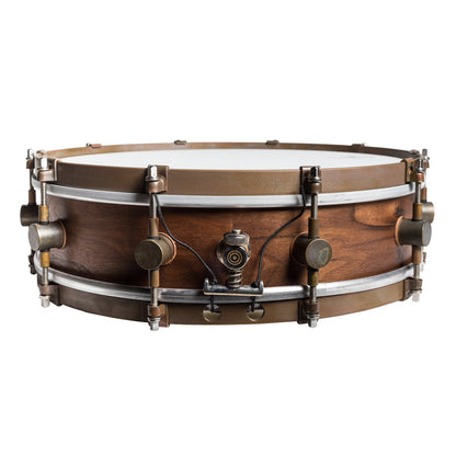 A&F Drum Company 4x14 Walnut Club Snare Drum with Raw Brass Hoops