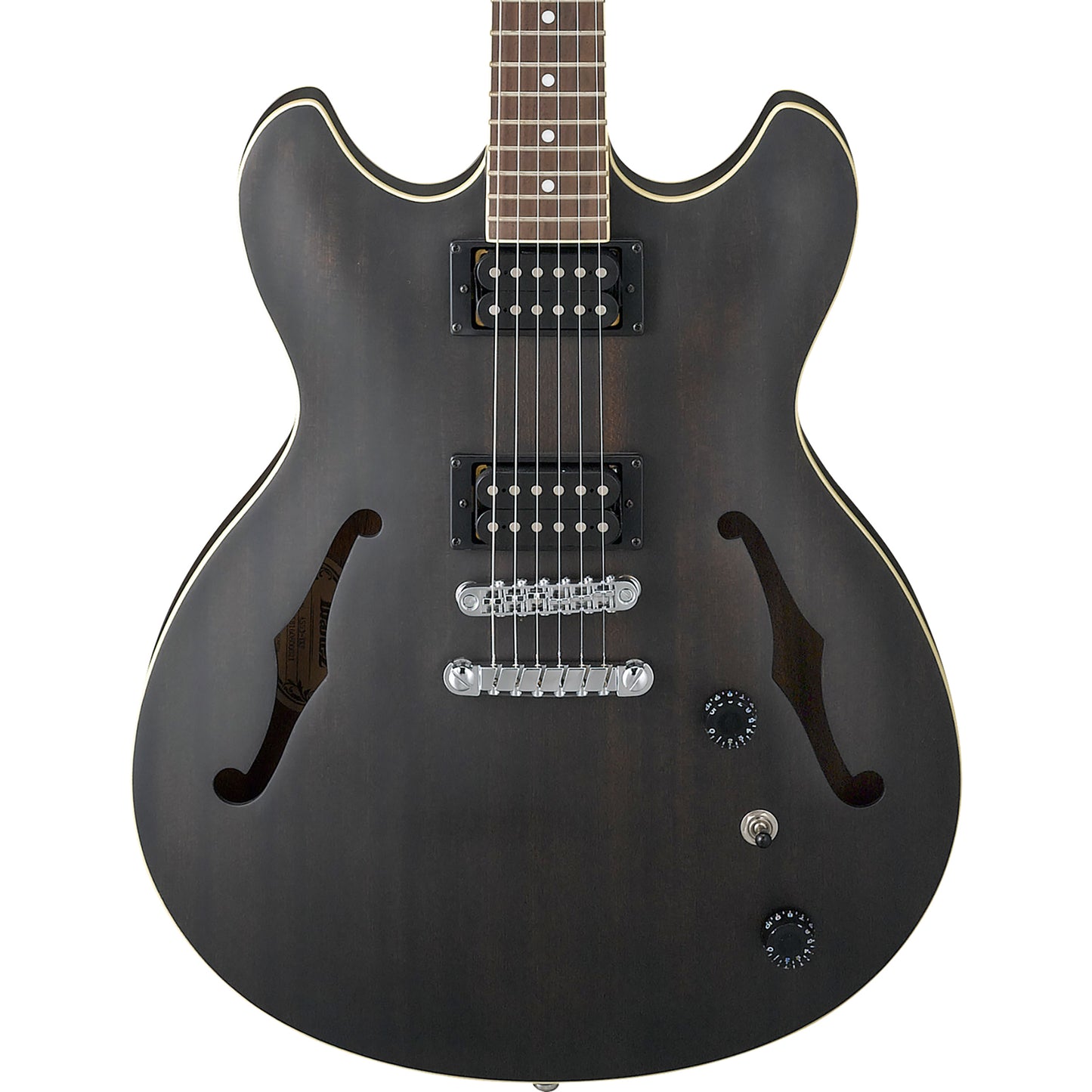 Ibanez AS53TKF AS Artcore Double Cutaway Semi-Hollow Guitar, Transparent Black Flat