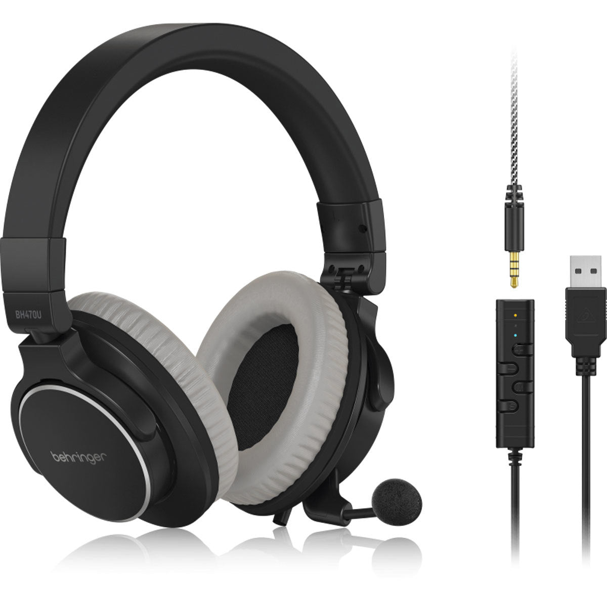 Behringer BH470U Premium Closed-Back Over-Ear Stereo Headset with USB Extension Cable