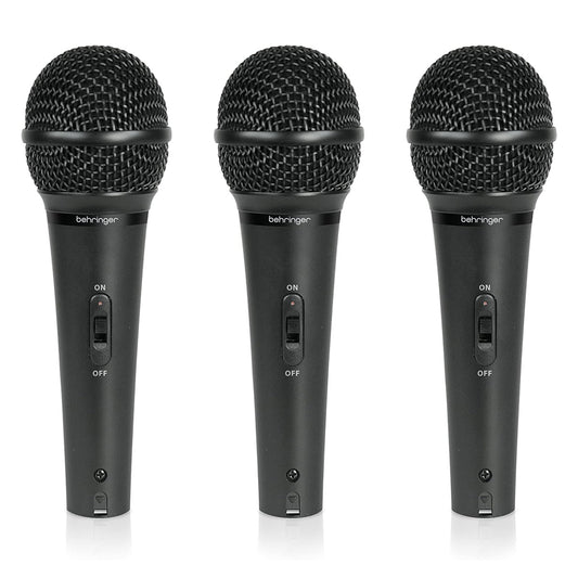 Behringer ULTRAVOICE XM1800S Dynamic Handheld Microphone, 3 Pack