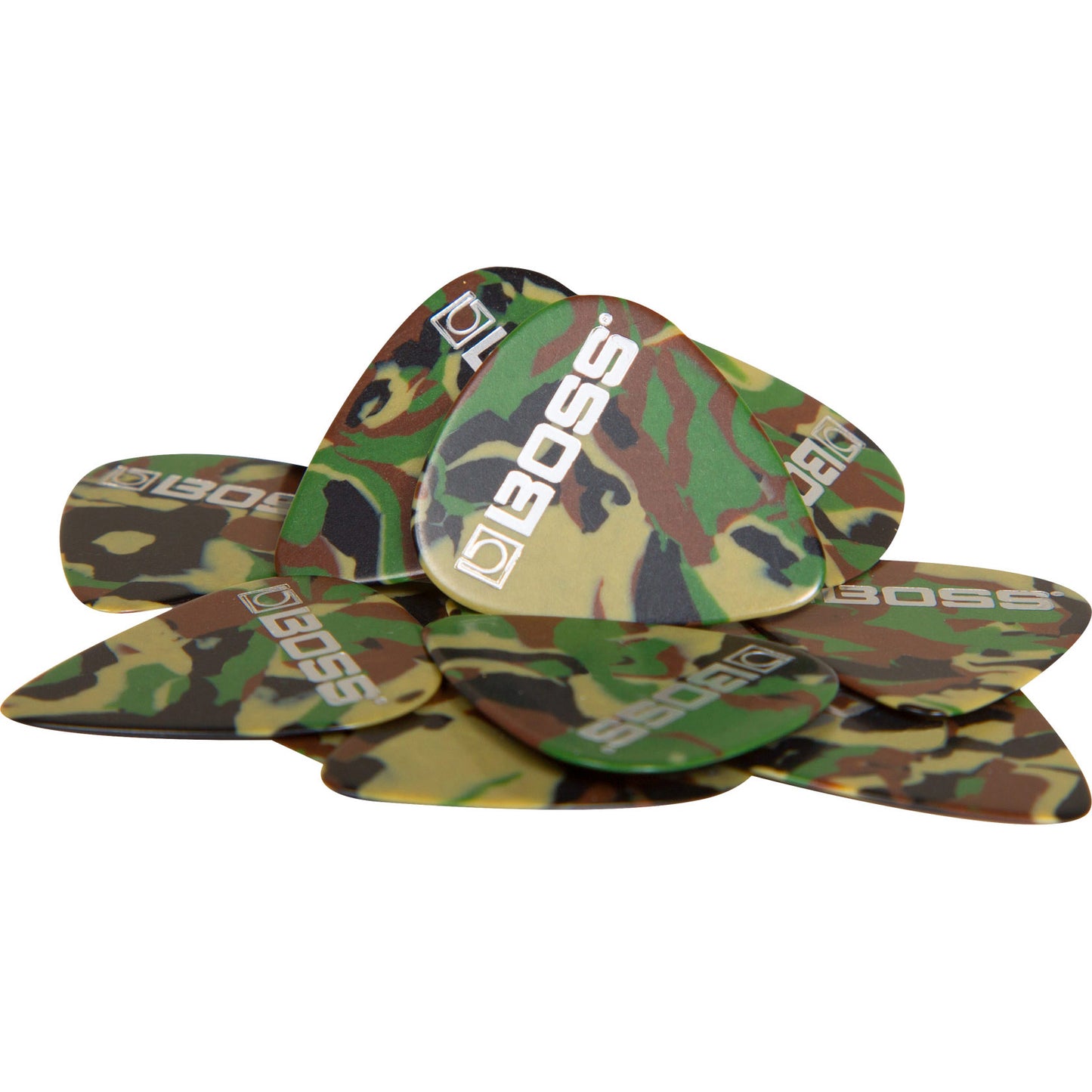 Boss BPK-12-CH Celluloid Pick Heavy CAMO 12-Pack