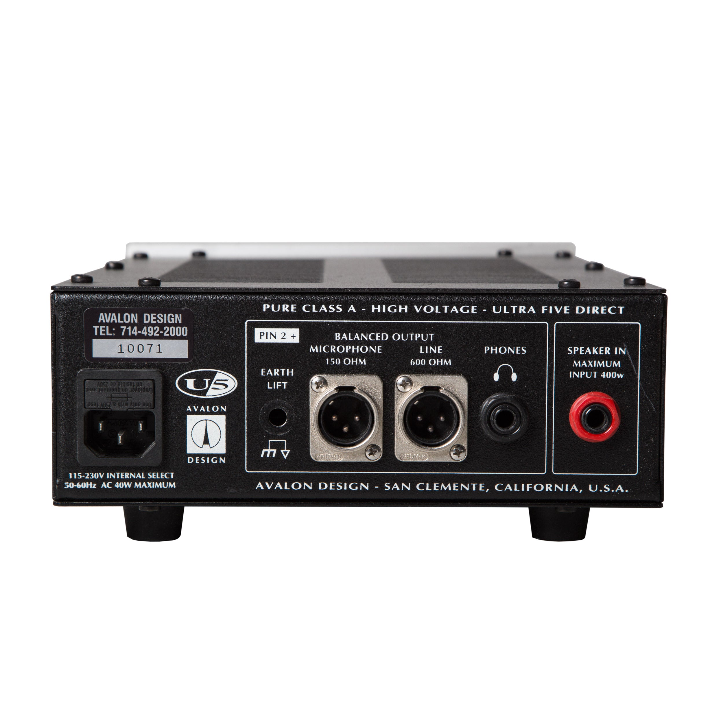Avalon U5 Single-Channel High Voltage Instrument DI Preamp – Alto Music