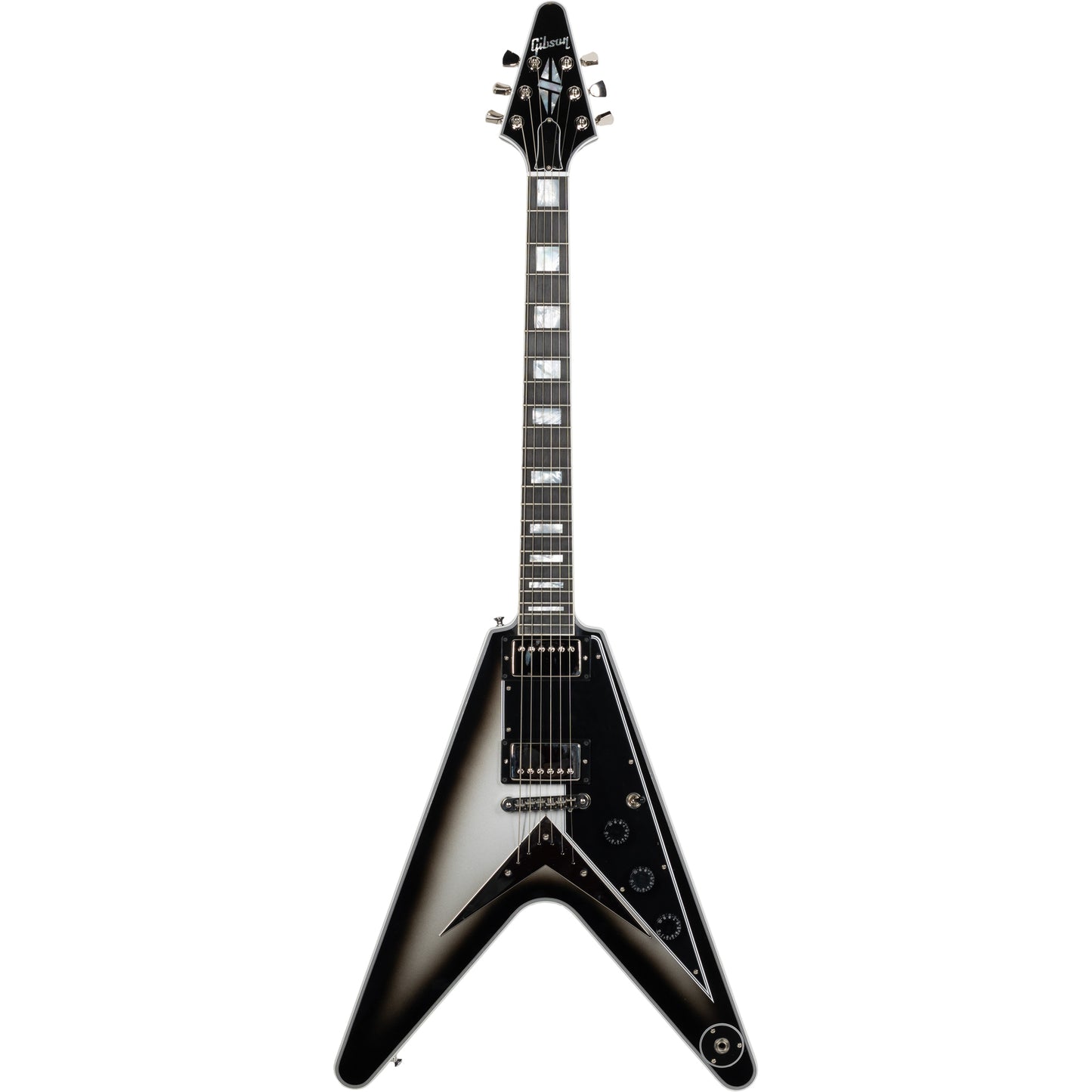 Gibson Flying V Custom Electric Guitar - Ebony Fingerboard, Silverburst Gloss