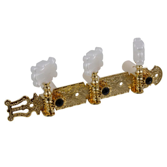 All Parts Classical Tuner Set with Square White Buttons - Gold