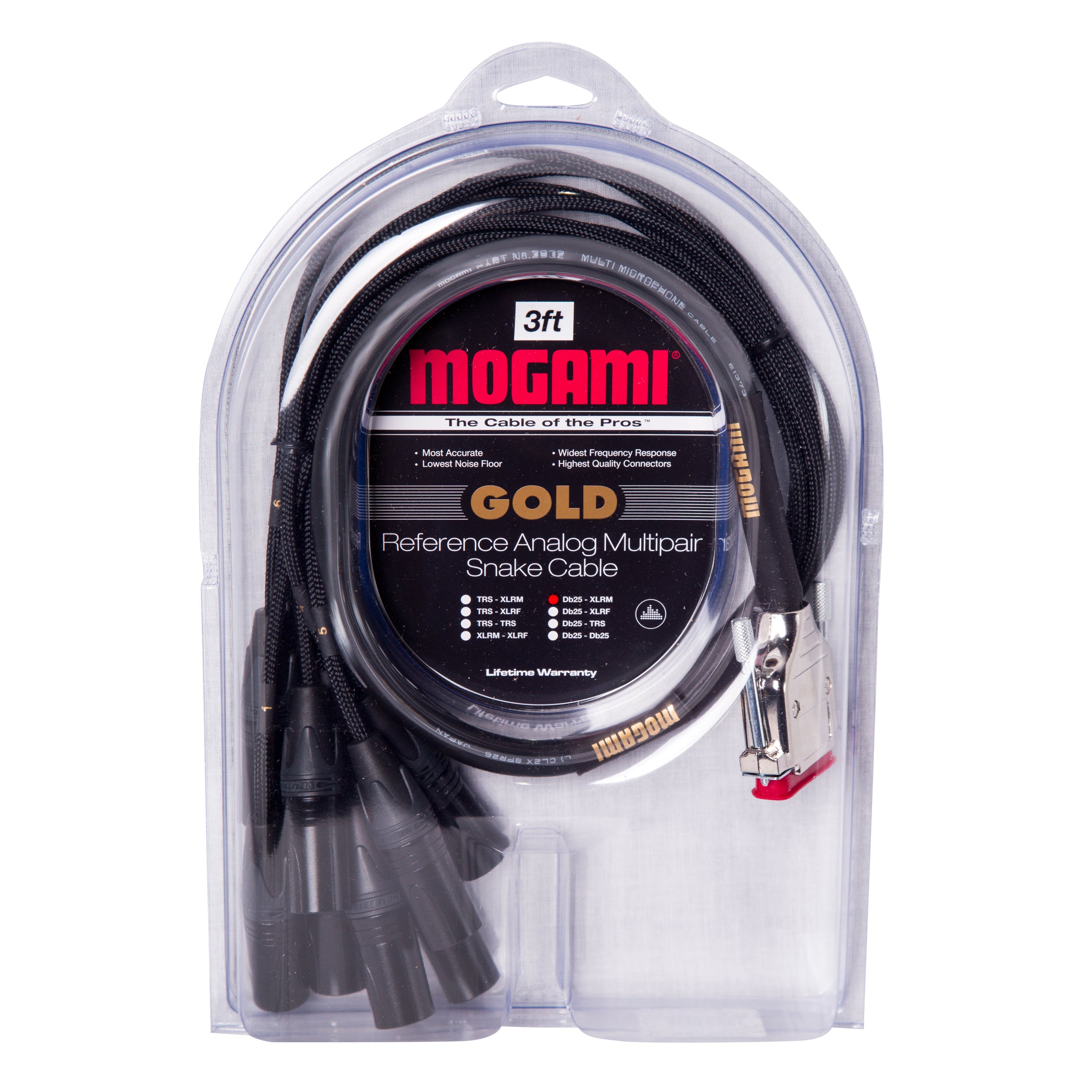 Mogami Gold DB25-XLR MALE-3FT Custom Cable, 8-Channel DB25 to XLR