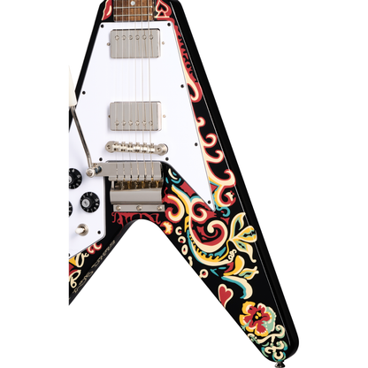 Epiphone Jimi Hendrix "Love Drops" Flying V Left Handed Electric Guitar - Ebony w/ Artwork