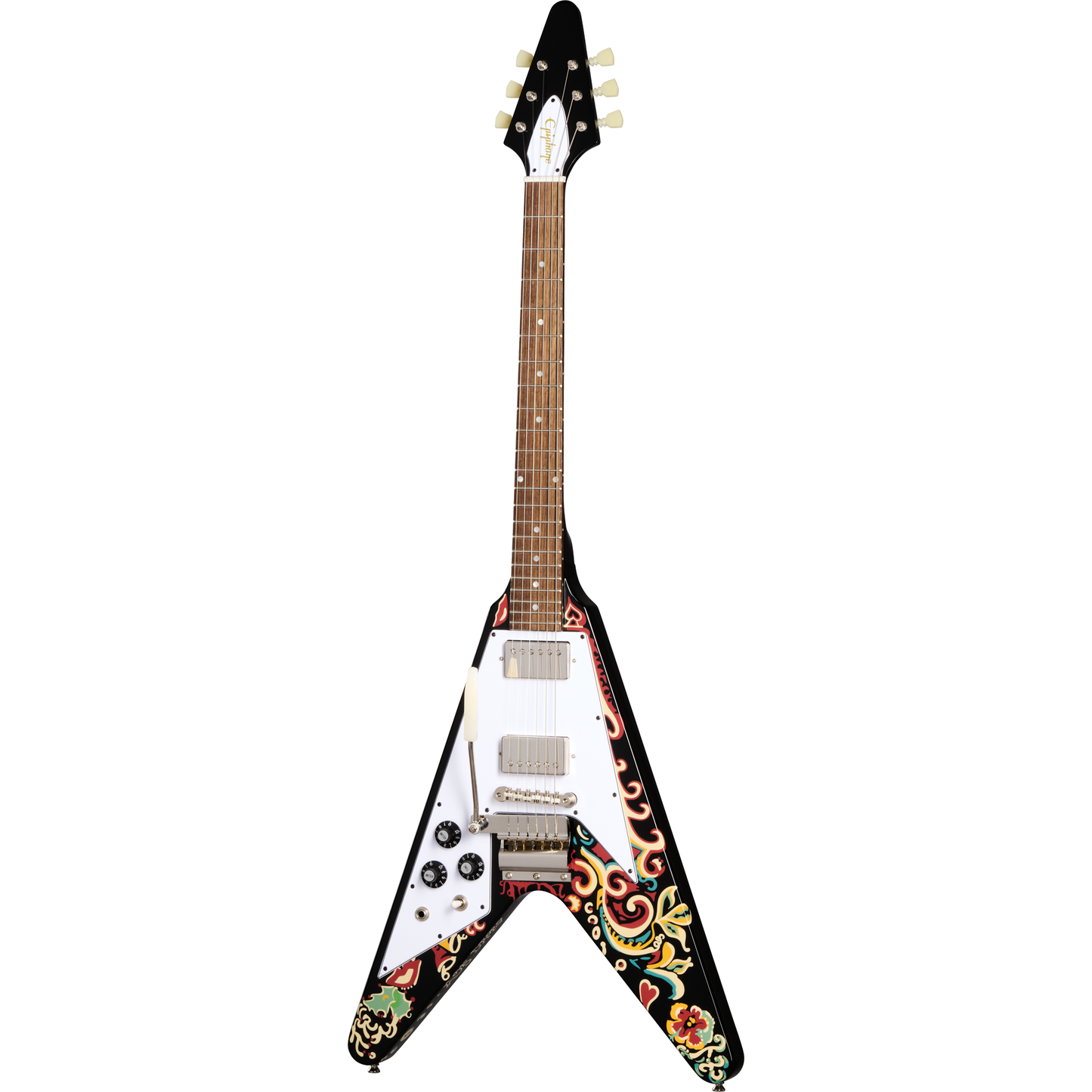 Epiphone Jimi Hendrix "Love Drops" Flying V Left Handed Electric Guitar - Ebony w/ Artwork