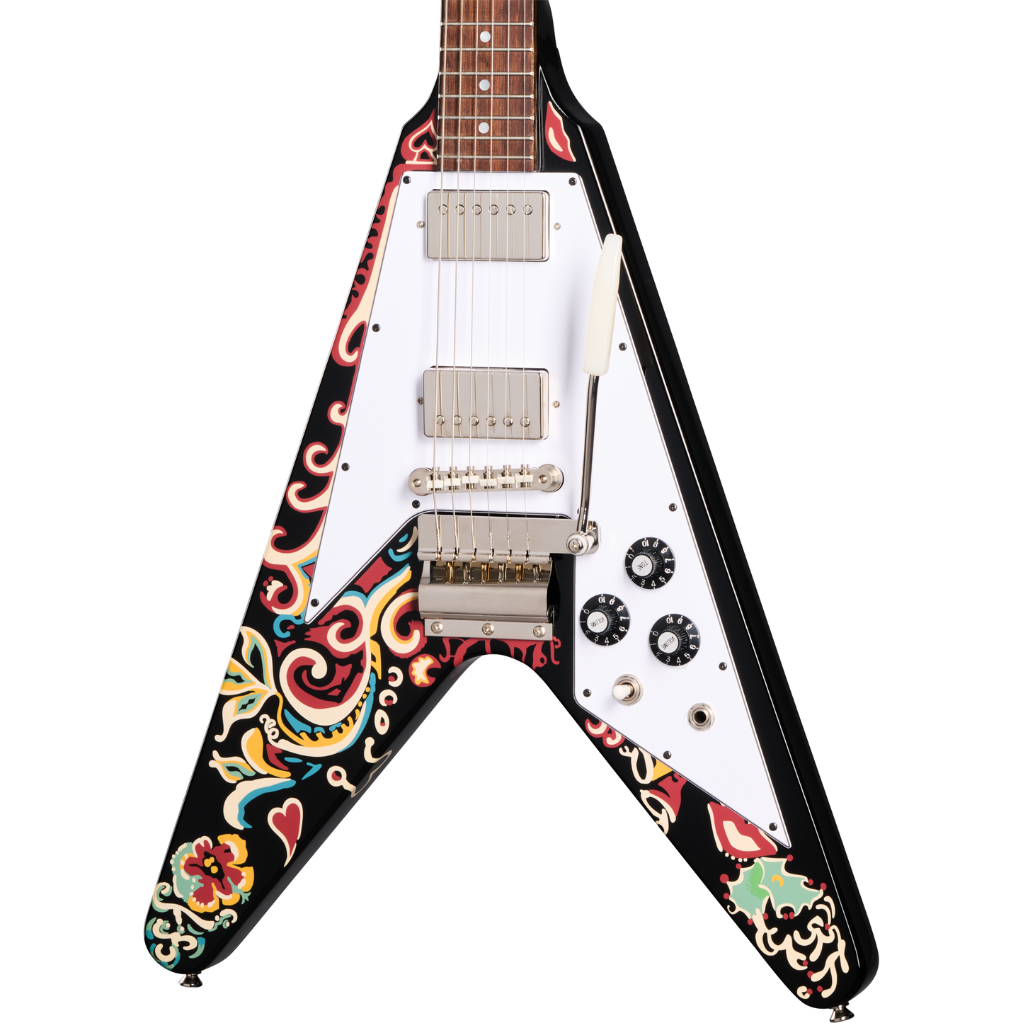 Epiphone Jimi Hendrix "Love Drops" Flying V Electric Guitar - Ebony w/ Artwork