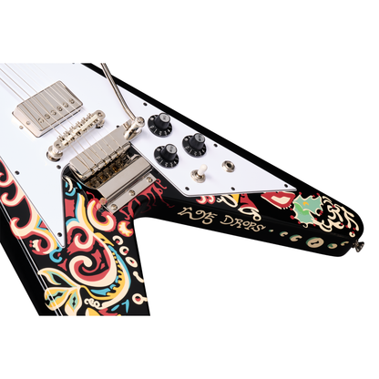 Epiphone Jimi Hendrix "Love Drops" Flying V Electric Guitar - Ebony w/ Artwork