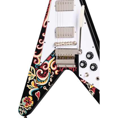 Epiphone Jimi Hendrix "Love Drops" Flying V Electric Guitar - Ebony w/ Artwork