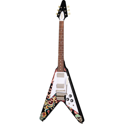 Epiphone Jimi Hendrix "Love Drops" Flying V Electric Guitar - Ebony w/ Artwork