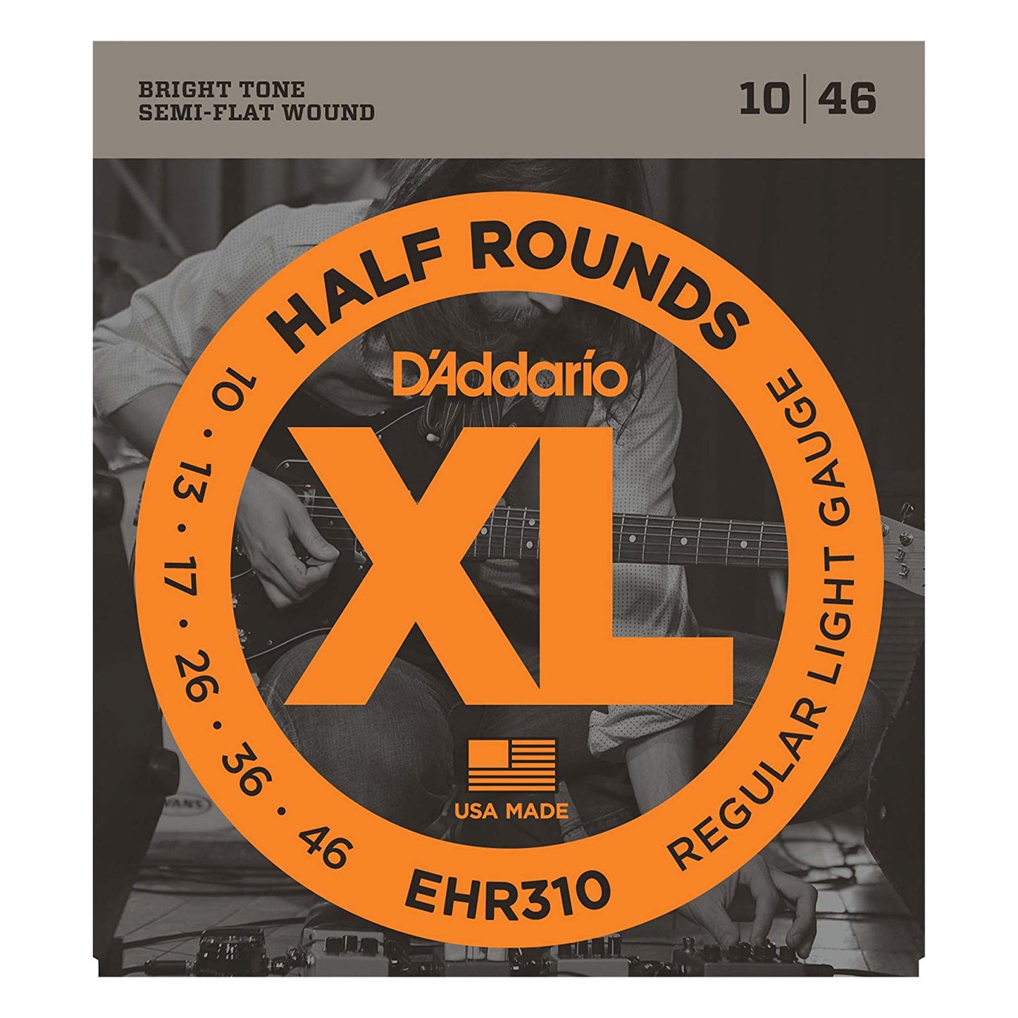 D'Addario EHR310 Half Round Electric Guitar Strings, Regular Light, 10-46