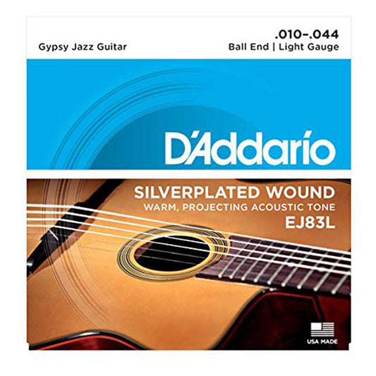 D'Addario EJ83L Gypsy Jazz Acoustic Guitar Strings, Ball End, Light, 10-44