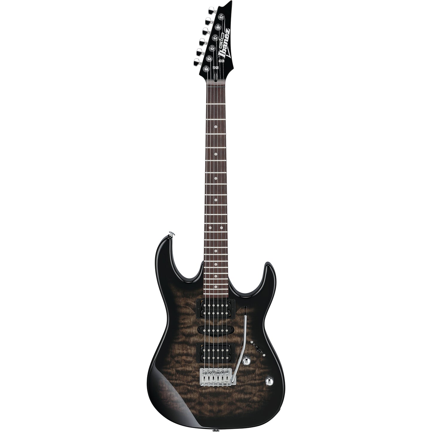 Ibanez GRG7221QATKS RG Gio 7-String Electric Guitar, Transparent Black Sunburst