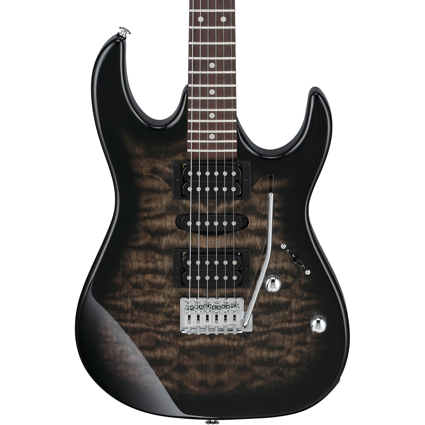 Ibanez GRG7221QATKS RG Gio 7-String Electric Guitar, Transparent Black Sunburst