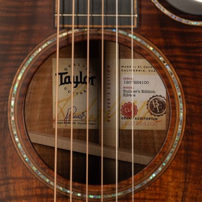 Taylor K24ce Builder’s Edition Grand Auditorium Acoustic Electric, Hawaiian Koa