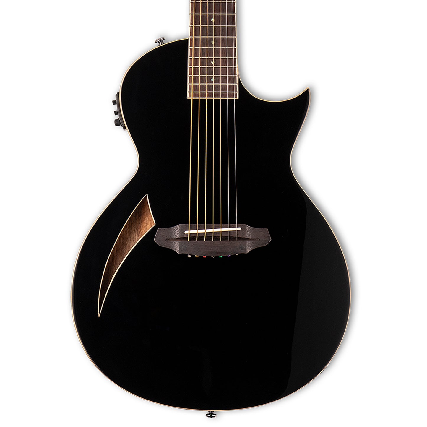 ESP LTD TL7 Thinline Acoustic-Electric Guitar, Black