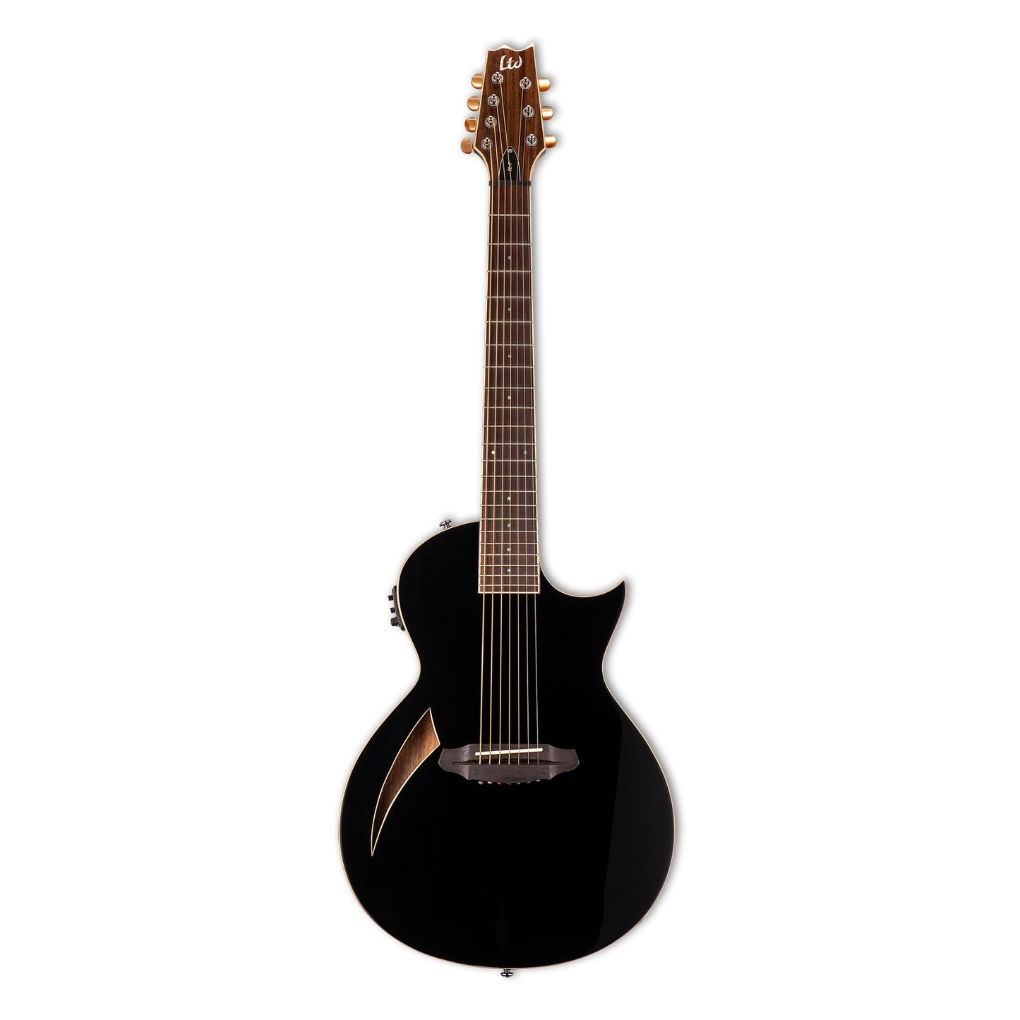 ESP LTD TL7 Thinline Acoustic-Electric Guitar, Black