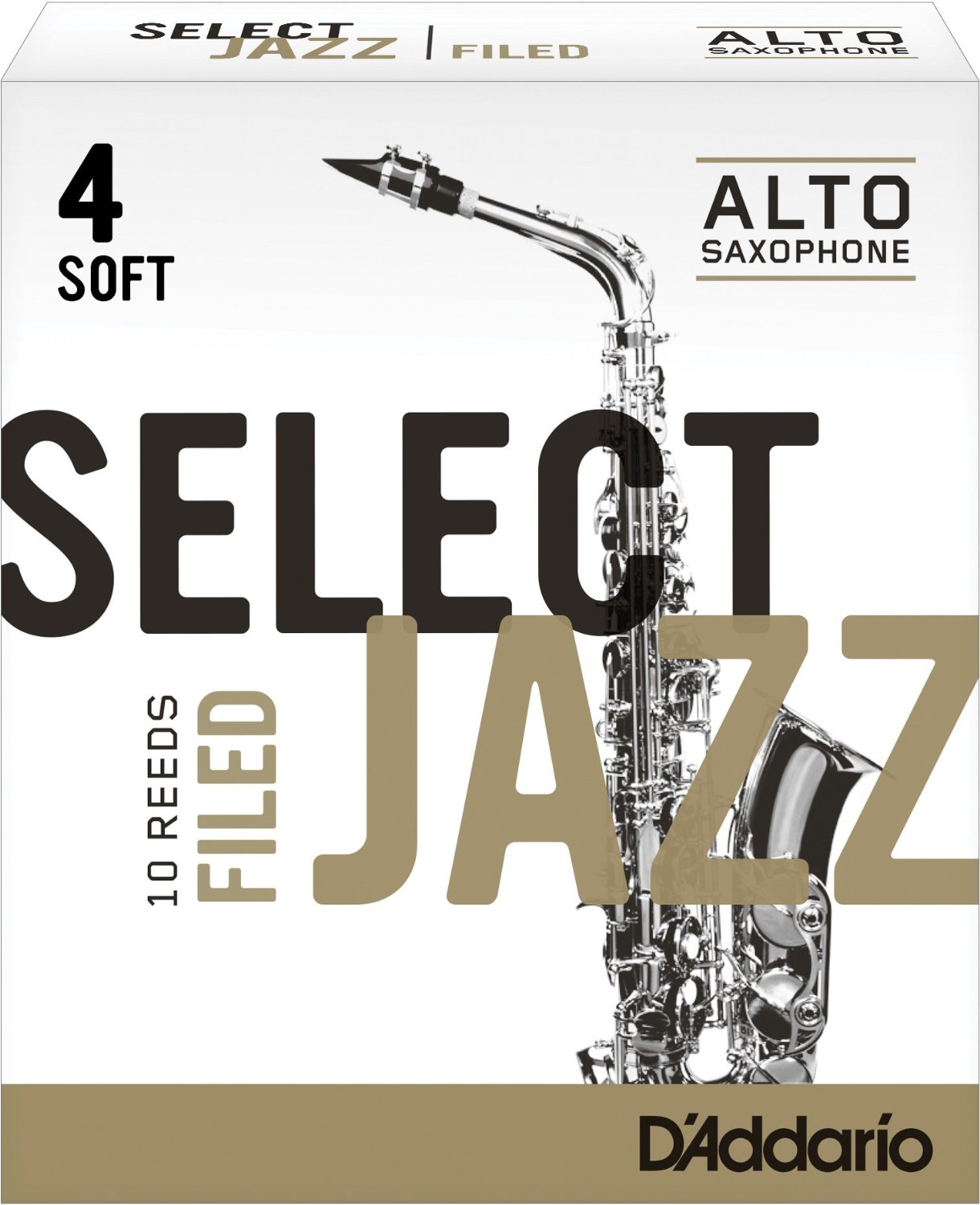 D’ADDARIO Jazz Select Filed Eb Alto Saxophone Reeds, 10 Ct, 4M Strength