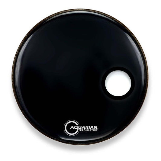 Aquarian Drumheads RSM18BK Regulator Black 18" Bass Drum Head, Gloss Black