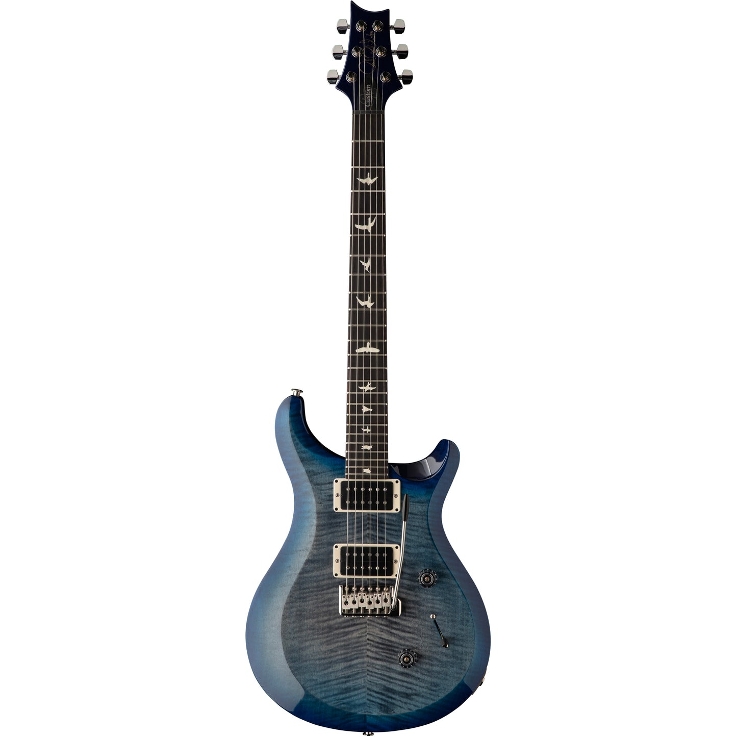 PRS S2 Custom 24 Flame Top Electric Guitar, Faded Gray Black Blue Burst