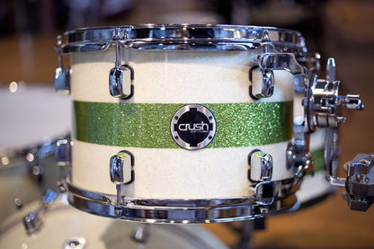 CrushSublime Maple E3 4 Piece Drumset in White w/ Lime Stripe Sparkle S3M428607