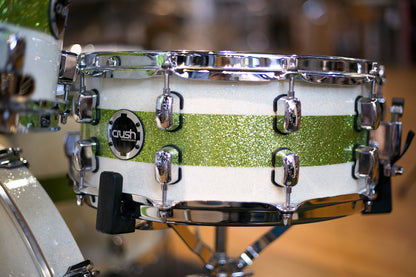 CrushSublime Maple E3 4 Piece Drumset in White w/ Lime Stripe Sparkle S3M428607