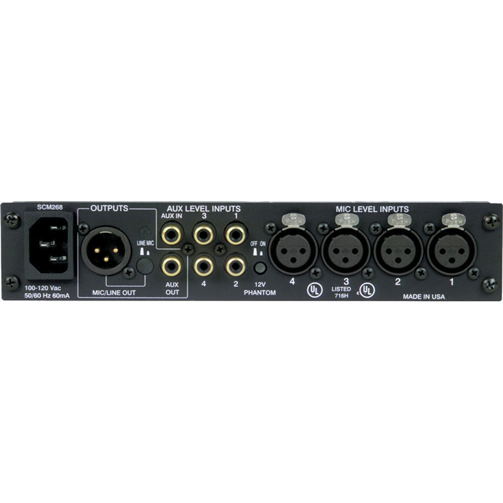 Shure SCM268 4-Channel Transformer Balanced Microphone Mixer with Phantom  Power