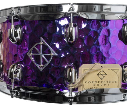 Dixon Cornerstone Series Titainium Plated 6.5x14 Hammered Steel Snare Drum