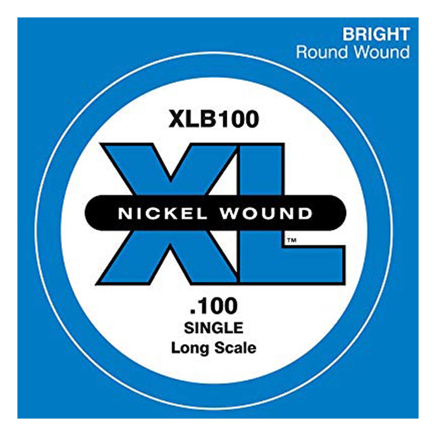 D'Addario XLB100 Nickel Wound Bass Guitar Single String, Long Scale, .100