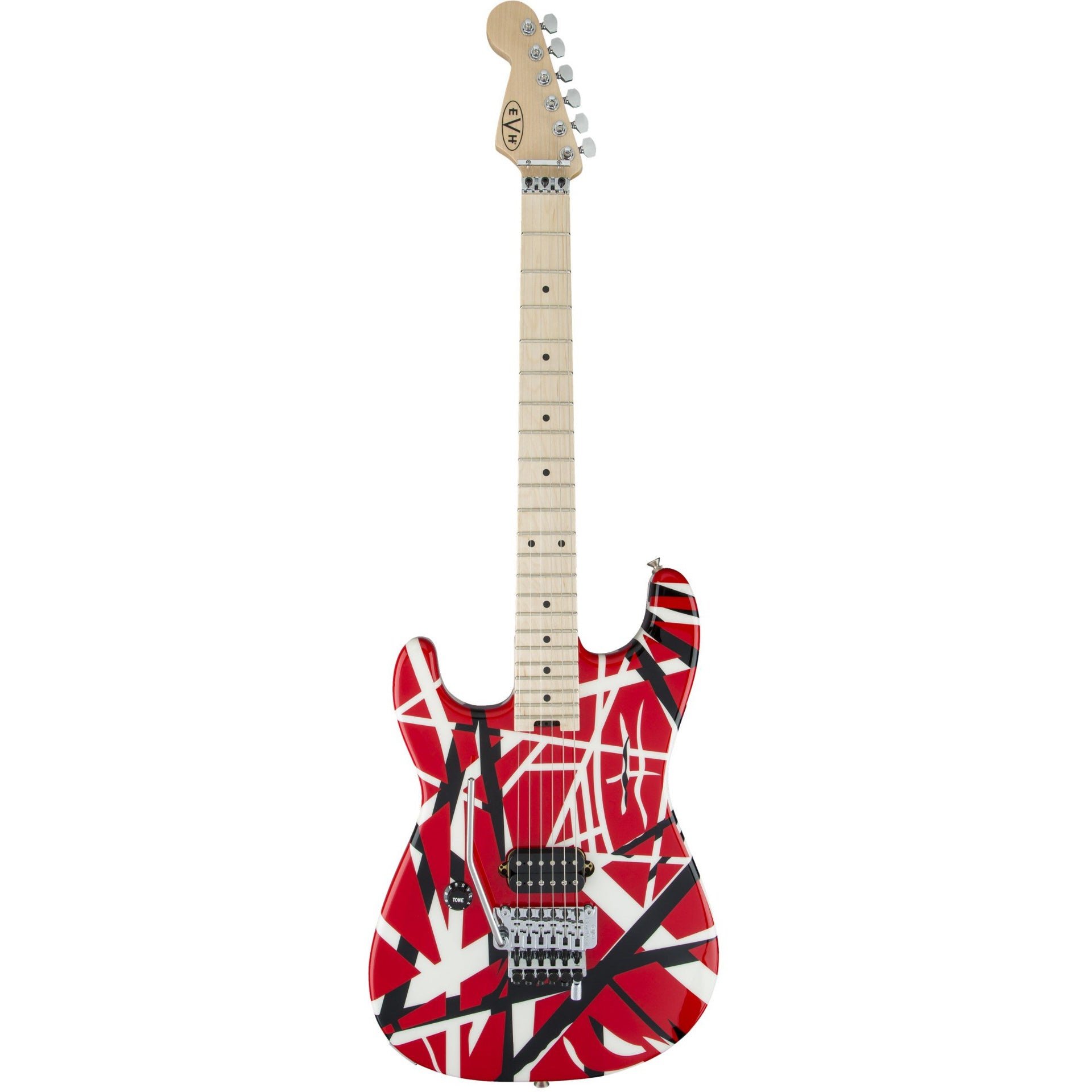 EVH Striped Series Left-Handed Electric Guitar - Red Black and White Stripes