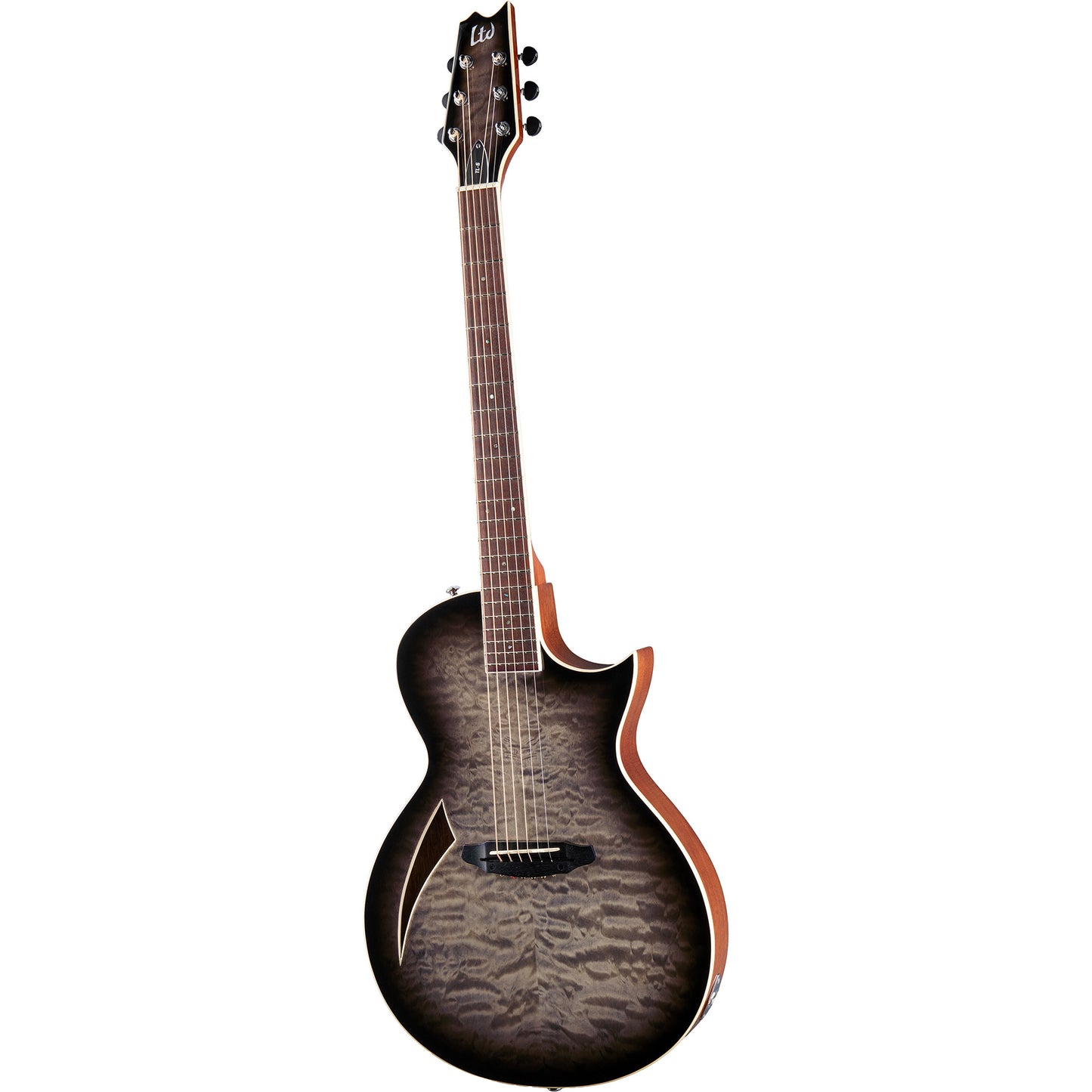 ESP LTD TL-6 Quilted Maple Thinline Acoustic Electric Guitar, Charcoal Burst