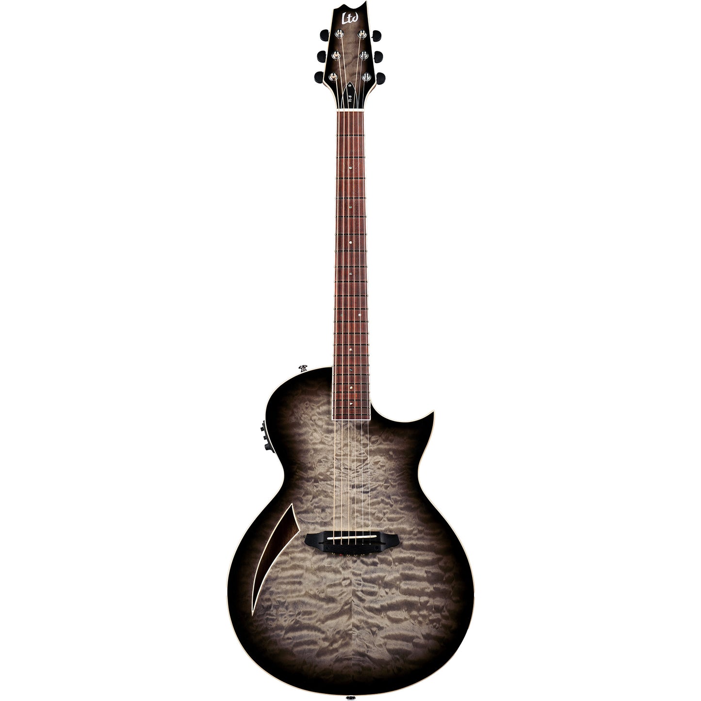 ESP LTD TL-6 Quilted Maple Thinline Acoustic Electric Guitar, Charcoal Burst