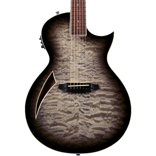 ESP LTD TL-6 Quilted Maple Thinline Acoustic Electric Guitar, Charcoal Burst