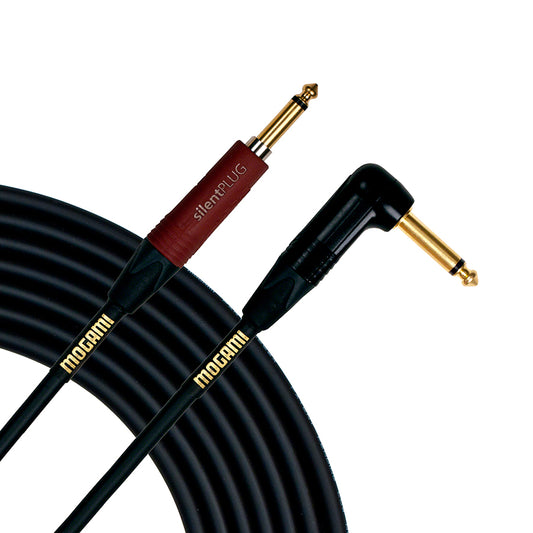 Mogami Gold Silent S R Instrument Cable with Right Angle Connector 18 Foot