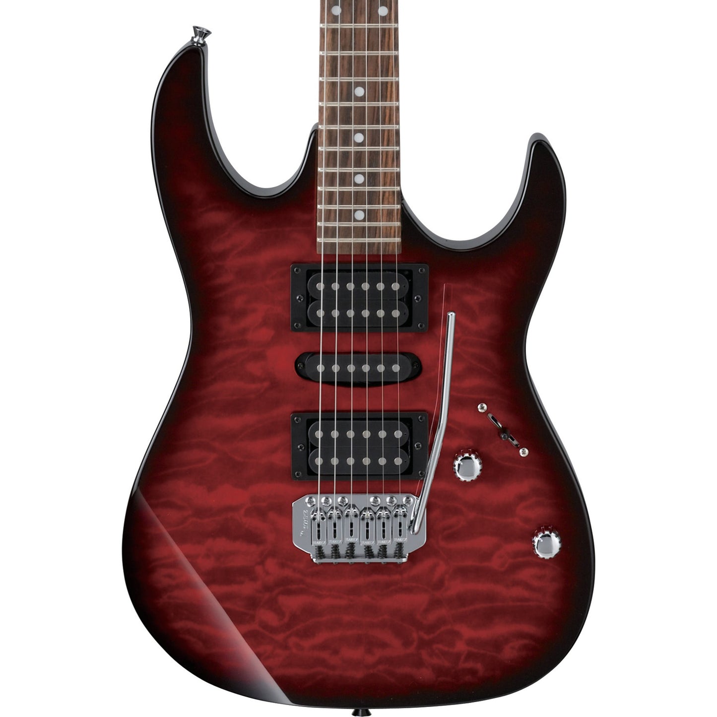 Ibanez GRX70QATRB Gio RX 6-String Electric Guitar, Transparent Red Burst