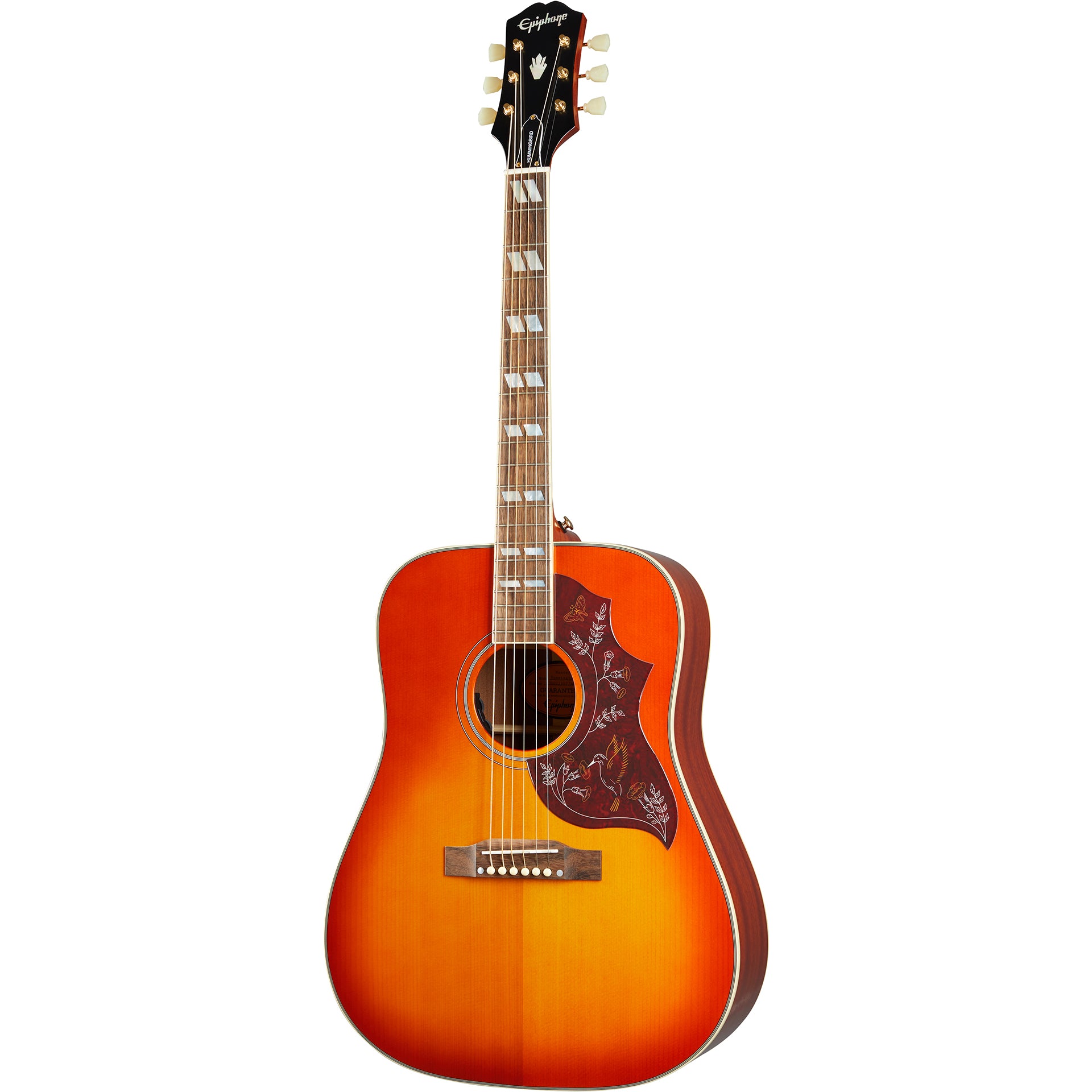 Epiphone Inspired By Gibson Hummingbird Acoustic Guitar, Aged Cherry  Sunburst