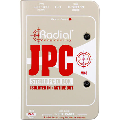 Radial JPC Active AV Direct Box for Computer Soundcards, CD, DVD, MP3 Players