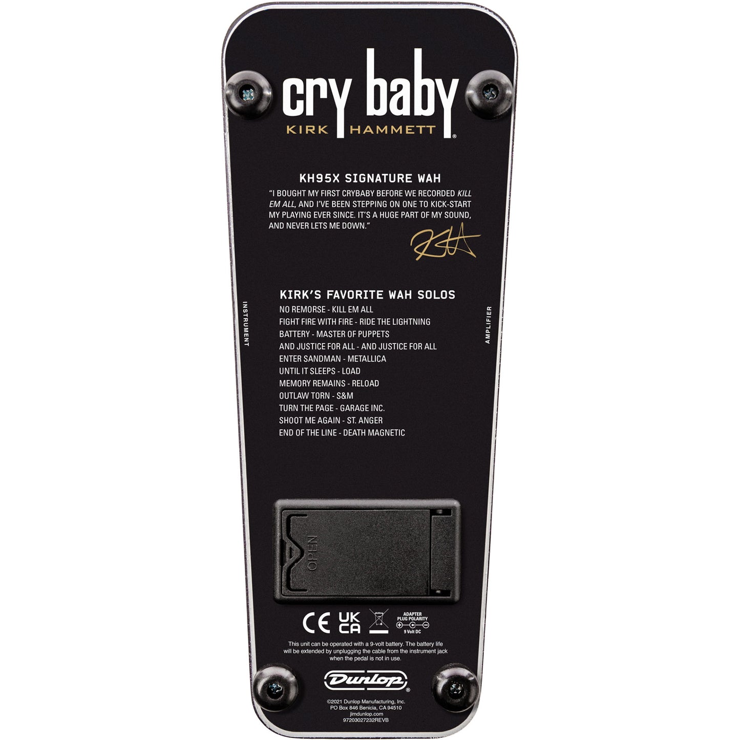 Dunlop Crybaby Kirk Hammett Collection KH95X Wah Pedal