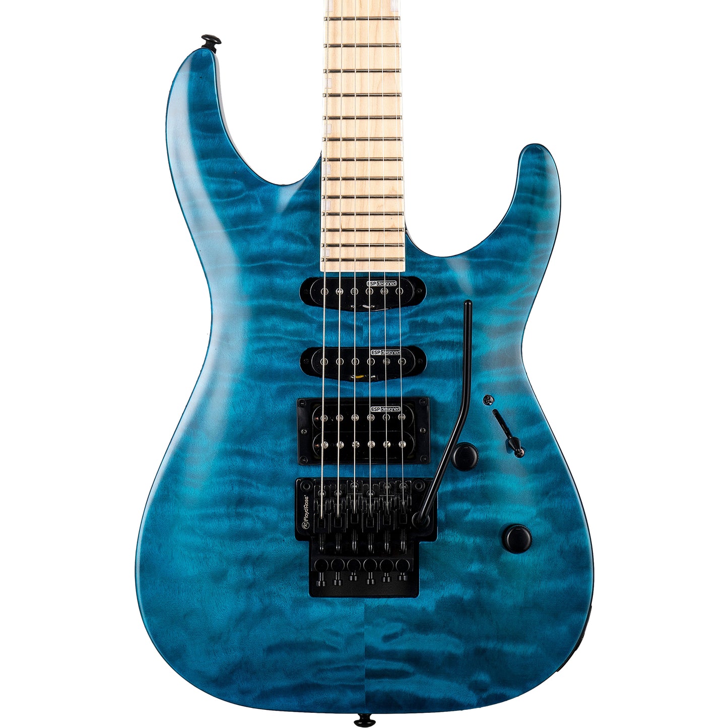 ESP LTD MH-203QM Quilted Maple Electric Guitar, See Thru Blue