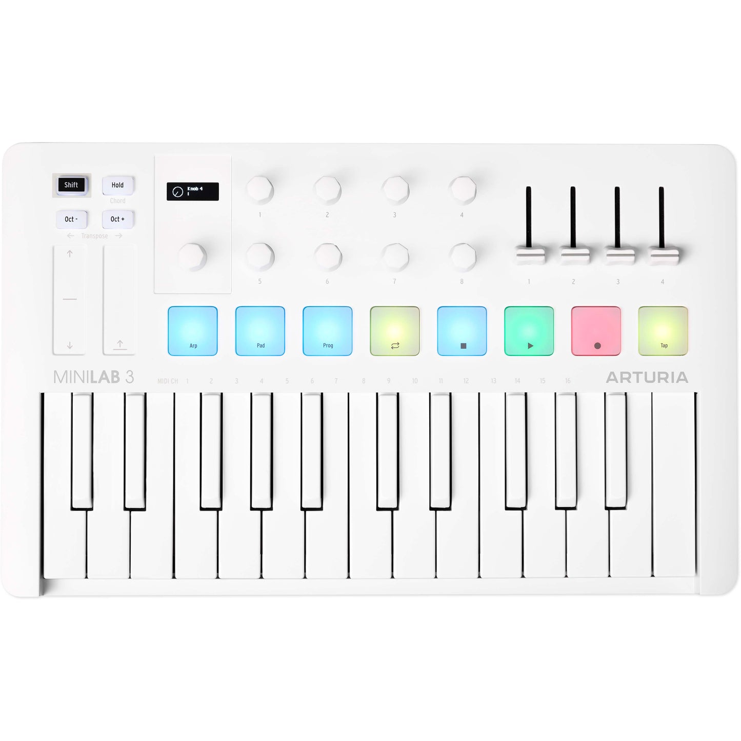 Arturia MiniLab 3 Compact MIDI Keyboard and Pad Controller - Alpine White