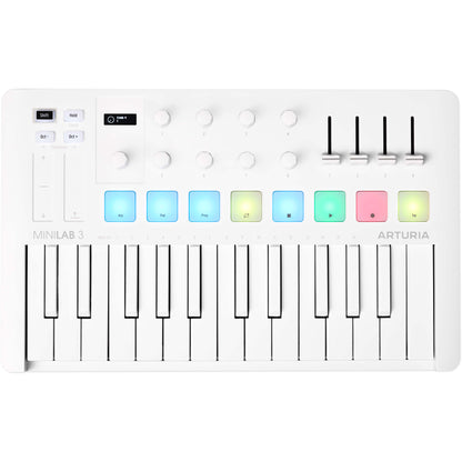 Arturia MiniLab 3 Compact MIDI Keyboard and Pad Controller - Alpine White