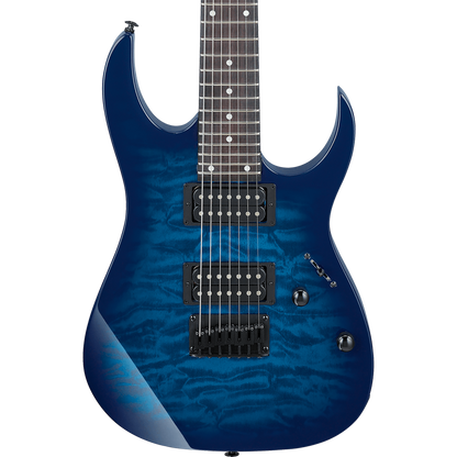 Ibanez GRG7221QATBB RG 7-String Electric Guitar, Transparent Blue Burst